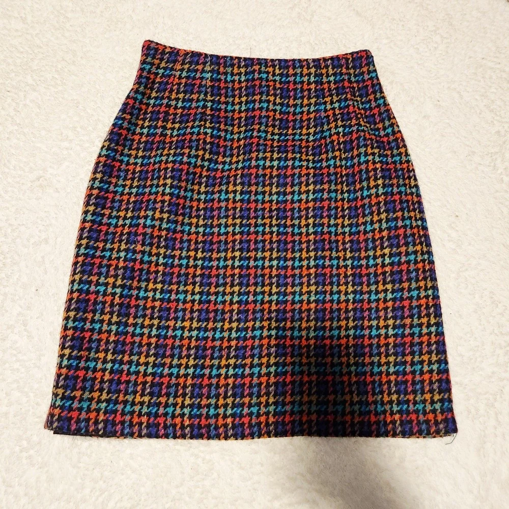 BEST American Clothing Co Houndstooth Plaid Wool Blend Skirt Size 5/6 - Picture 1 of 6